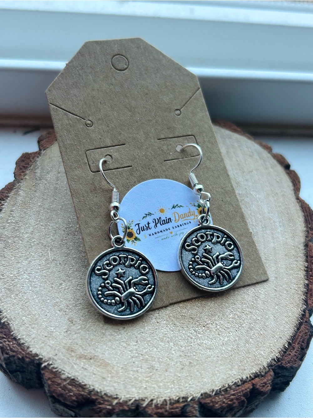 Silver Tone Scorpio Zodiac Charm Dangle Earrings Astrology Horoscope Jewelry NWT